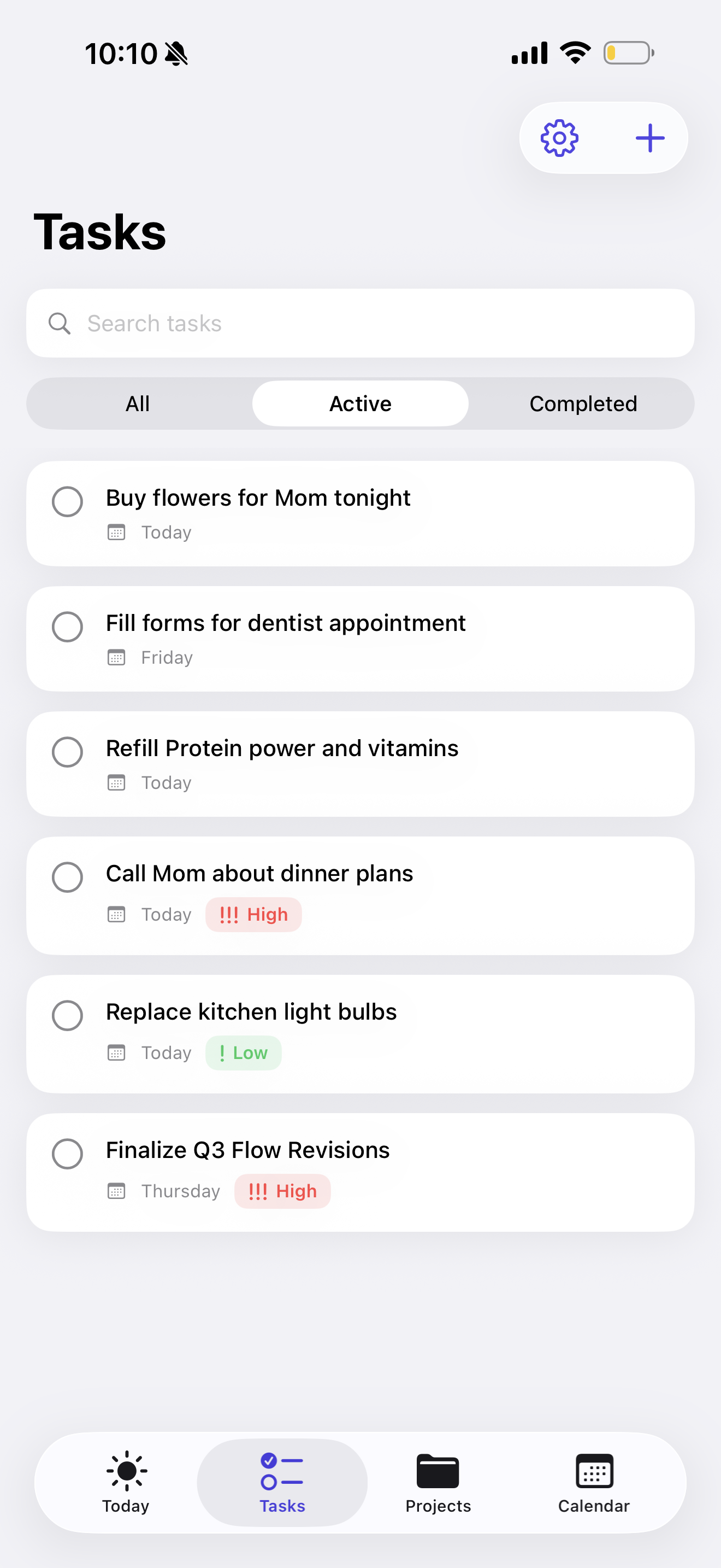 Stride Tasks view