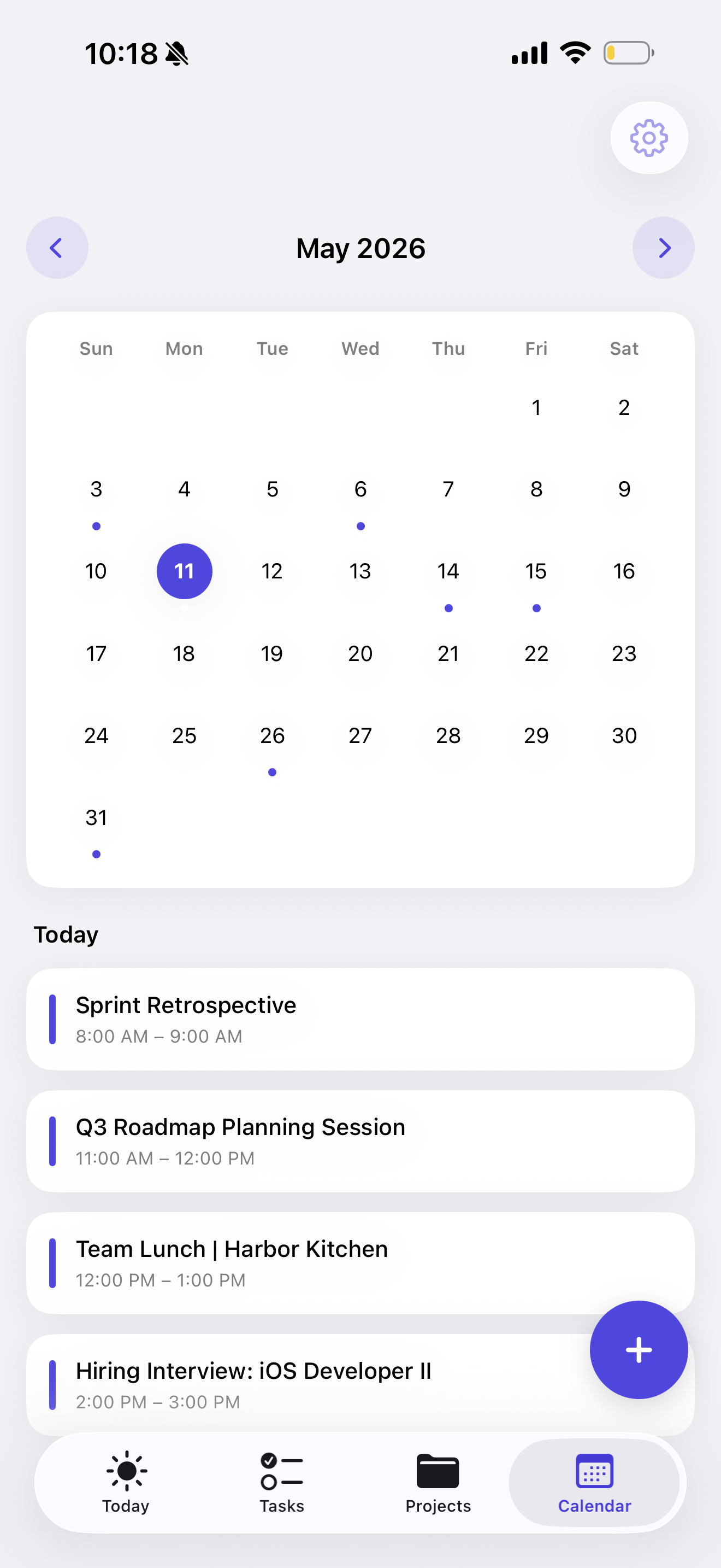 Stride Calendar view
